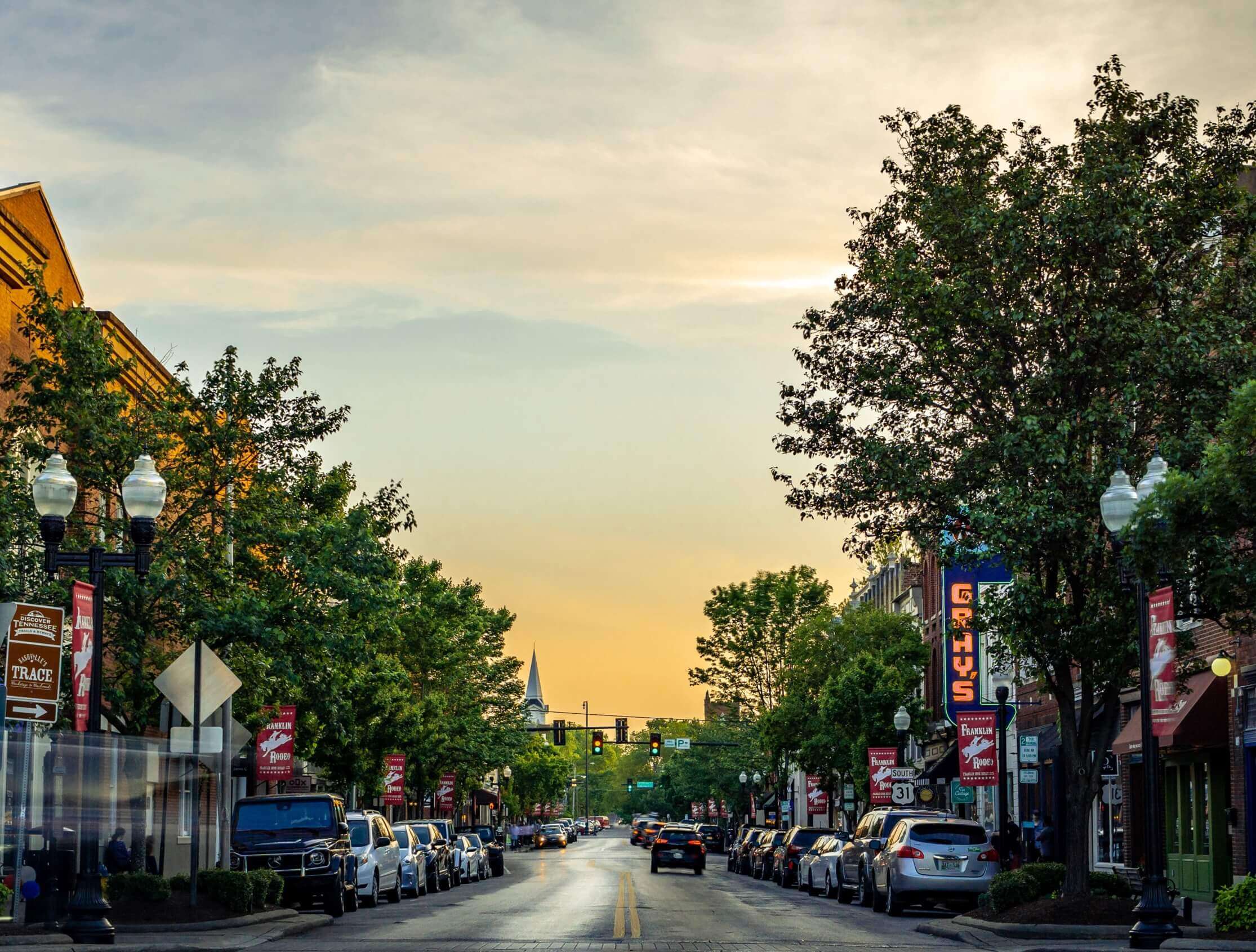 A Tree Lined Down Town Street