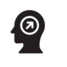 An Icon of a Person's Head with and Arrow Symbol Over Layed